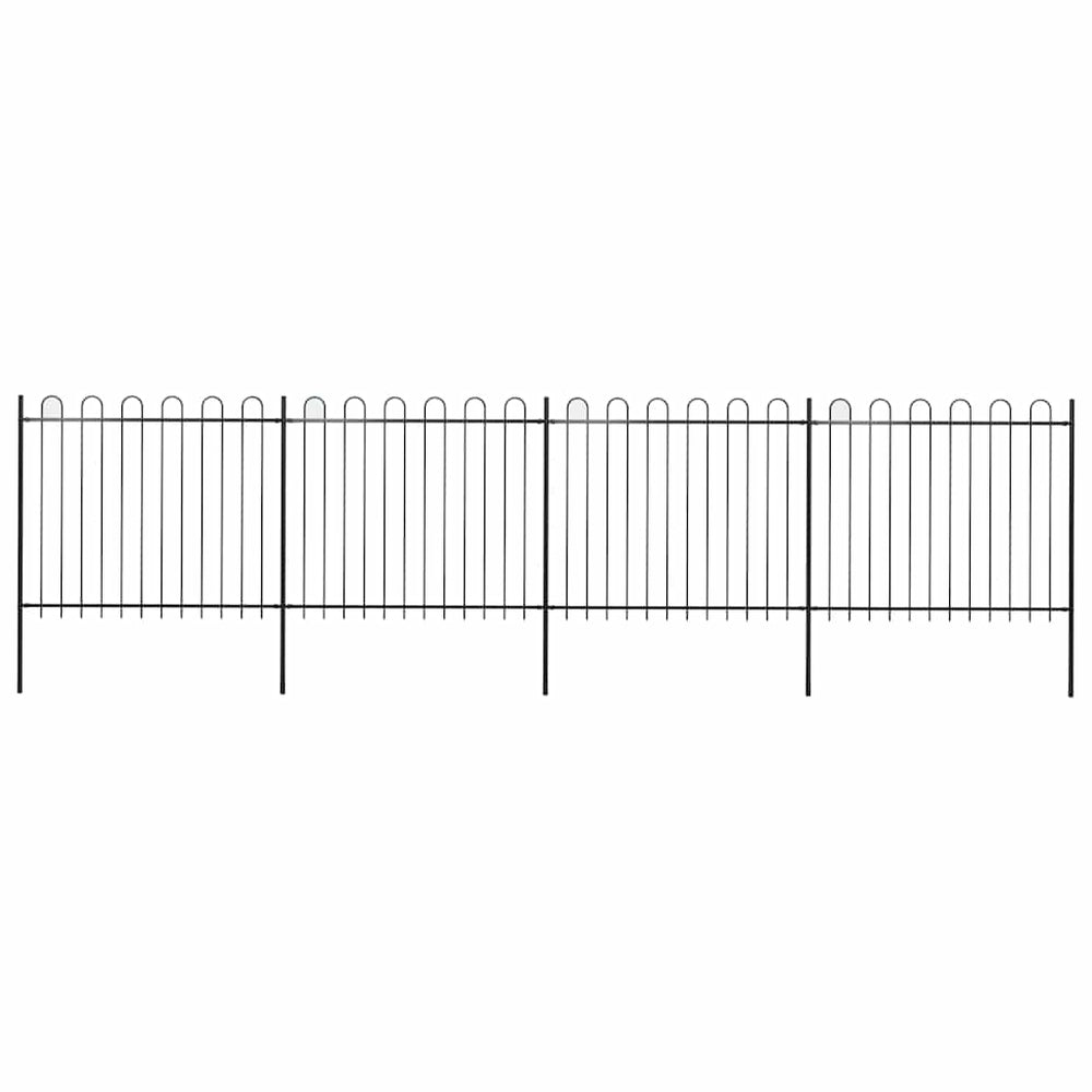 vidaXL Garden Fence with Arch Steel 714.5 x 150 cm Black