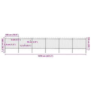 vidaXL Garden Fence with Arch Steel 1070 x 150 cm Black