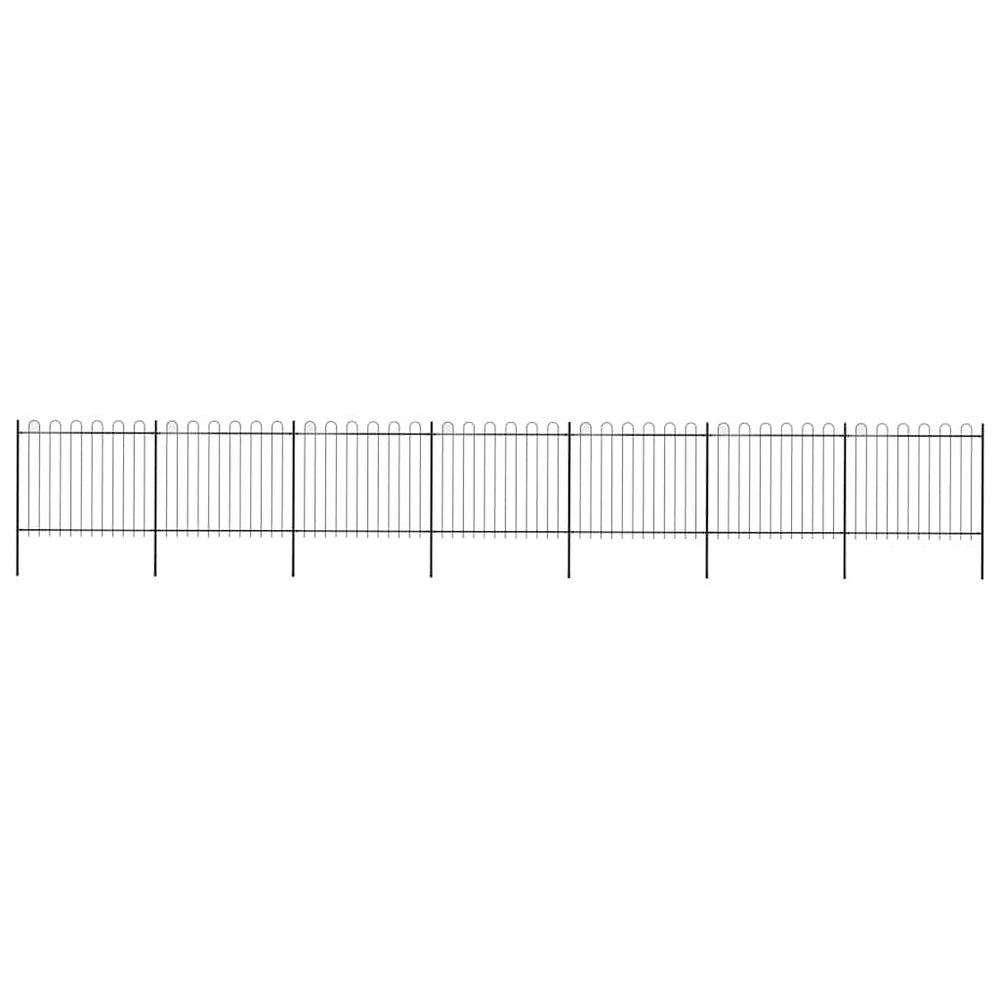 vidaXL Garden Fence with Round Arch Steel 1248 x 150 cm Black