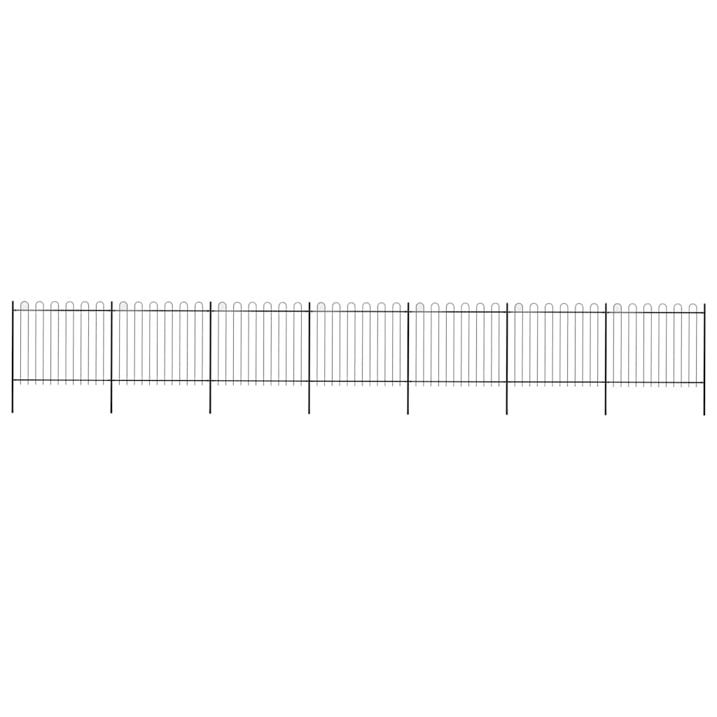 vidaXL Garden Fence with Round Arch Steel 1248 x 150 cm Black