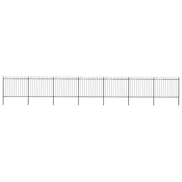 vidaXL Garden Fence with Round Arch Steel 1248 x 150 cm Black