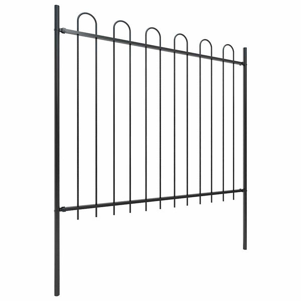 vidaXL Garden Fence with Round Arch Steel 1248 x 150 cm Black