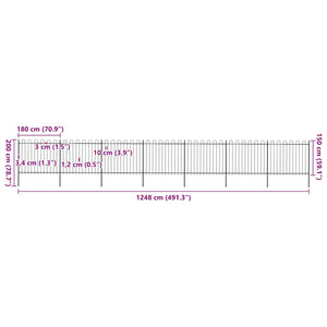 vidaXL Garden Fence with Round Arch Steel 1248 x 150 cm Black