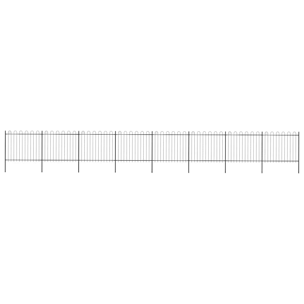 vidaXL Garden Fence with Arch Steel 1426 x 150 cm Black