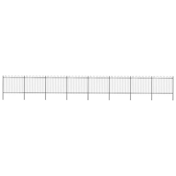 vidaXL Garden Fence with Arch Steel 1426 x 150 cm Black