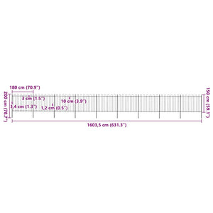 vidaXL Garden Fence with Arch Steel 1603.5 x 150 cm Black