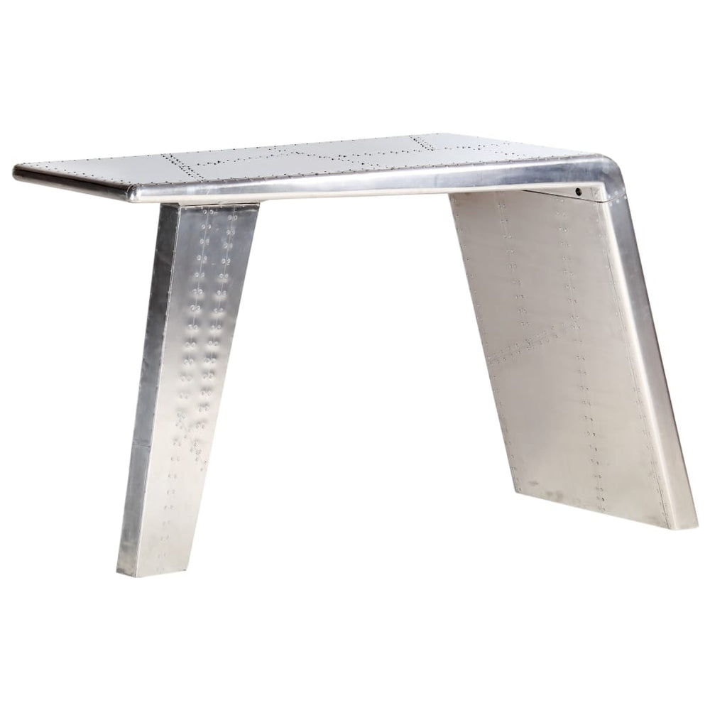vidaXL Desk Airplane Wing Design Silver 112x50x76 cm Metal