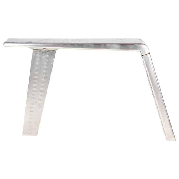vidaXL Desk Airplane Wing Design Silver 112x50x76 cm Metal