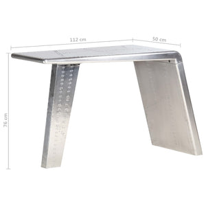 vidaXL Desk Airplane Wing Design Silver 112x50x76 cm Metal