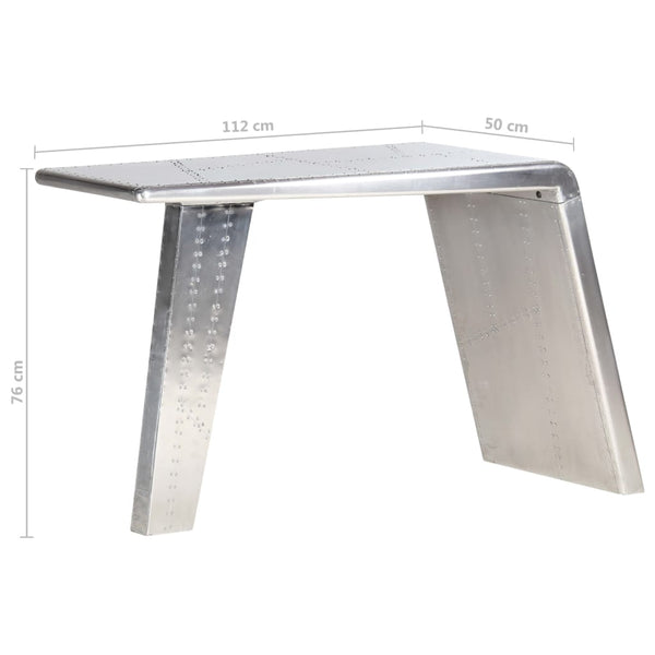 vidaXL Desk Airplane Wing Design Silver 112x50x76 cm Metal