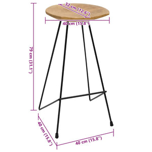 vidaXL Bar Stools 2 pcs Solid Teak Wood