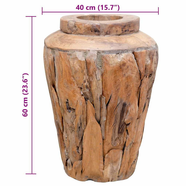 vidaXL Decorative Vase 40 x 60 cm Solid Teak Wood