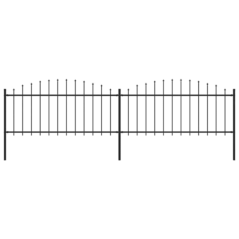 vidaXL Garden Fence with Spear Tops Steel (0.5 - 0.75) x 3.4 m Black