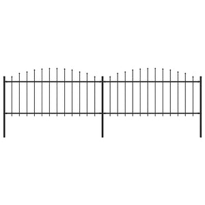 vidaXL Garden Fence with Spear Tops Steel (0.5 - 0.75) x 3.4 m Black