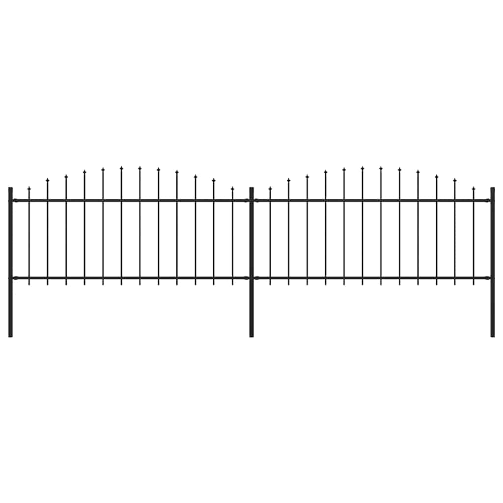 vidaXL Garden Fence with Spear Tops Steel (0.5 - 0.75) x 3.4 m Black