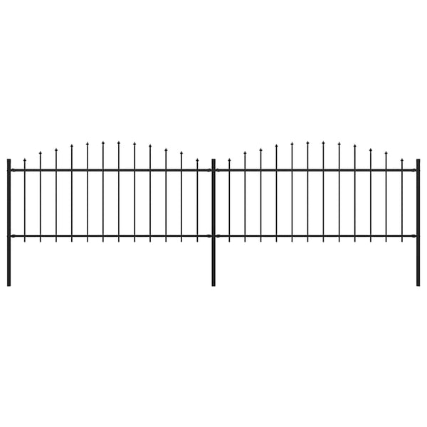 vidaXL Garden Fence with Spear Tops Steel (0.5 - 0.75) x 3.4 m Black