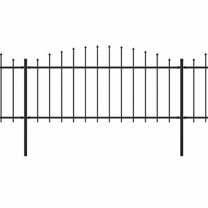 vidaXL Garden Fence with Spear Tops Steel (0.5 - 0.75) x 3.4 m Black