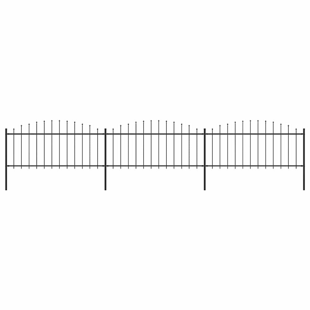 vidaXL Garden Fence with Spear Top Steel 537 x 75 cm Black