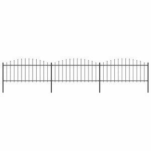 vidaXL Garden Fence with Spear Top Steel 537 x 75 cm Black