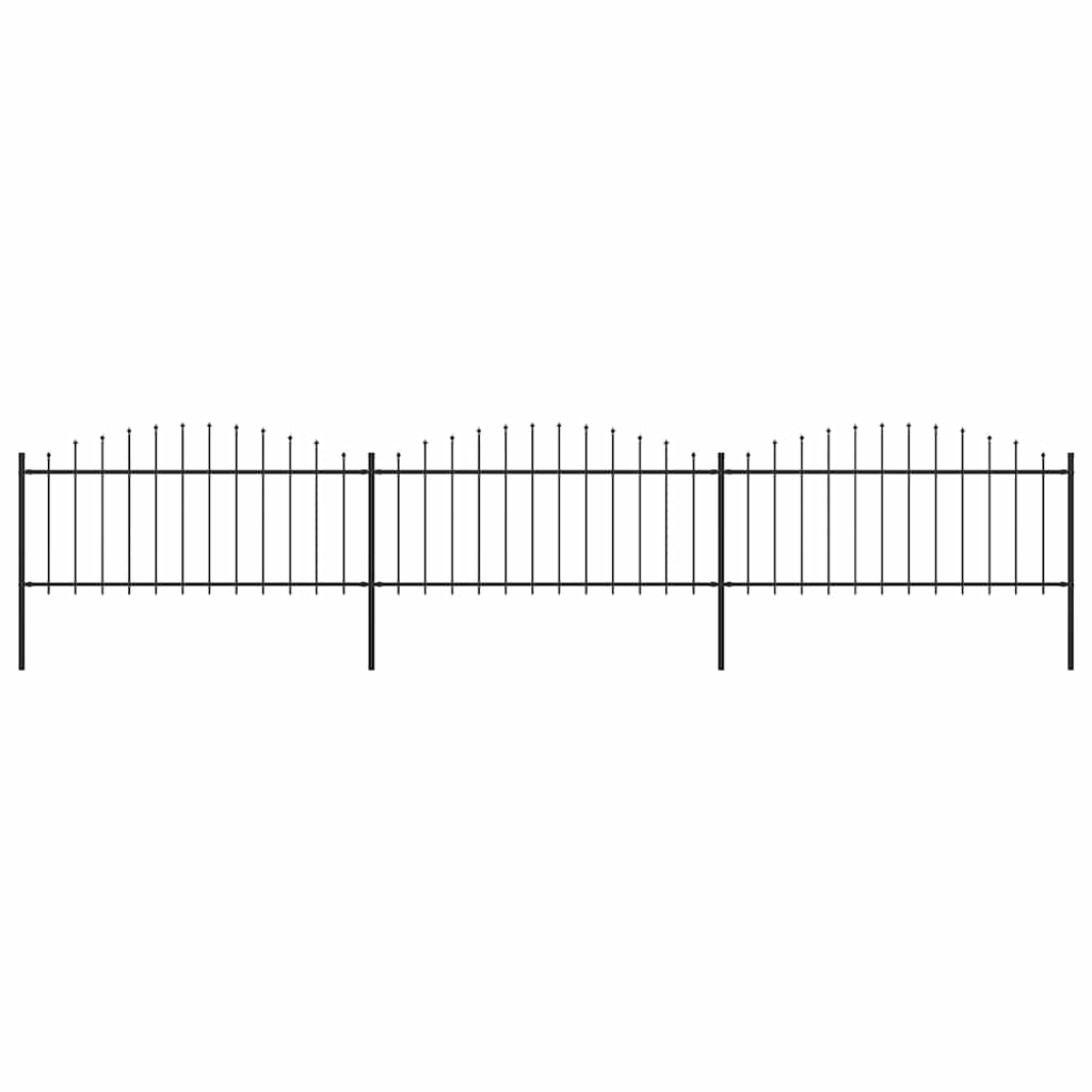 vidaXL Garden Fence with Spear Top Steel 537 x 75 cm Black