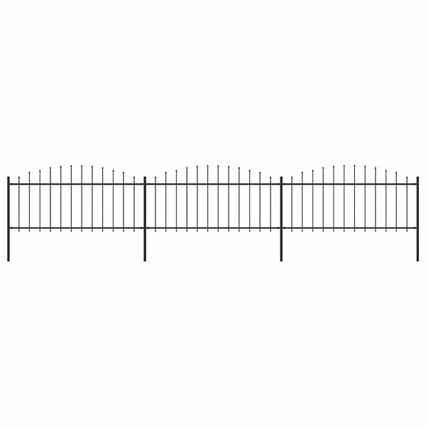 vidaXL Garden Fence with Spear Top Steel 537 x 75 cm Black