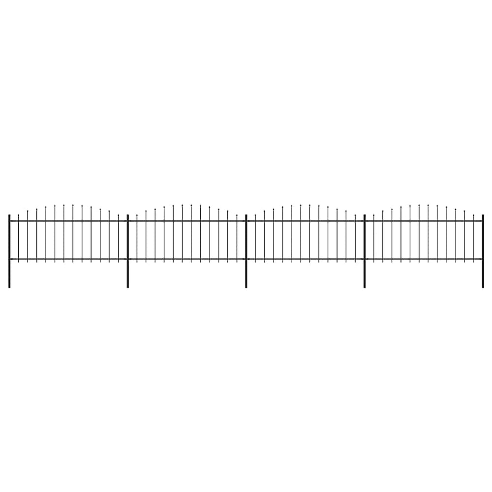 vidaXL Garden Fence with Spear Top Steel 714.5 x 75 cm Black