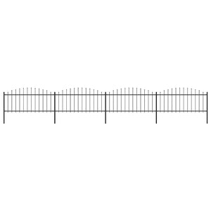 vidaXL Garden Fence with Spear Top Steel 714.5 x 75 cm Black