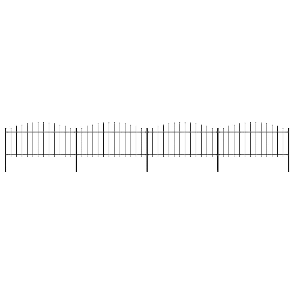 vidaXL Garden Fence with Spear Top Steel 714.5 x 75 cm Black