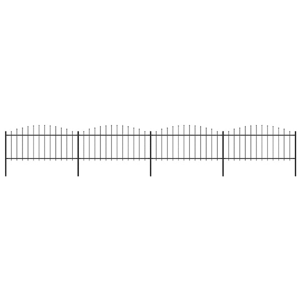 vidaXL Garden Fence with Spear Top Steel 714.5 x 75 cm Black