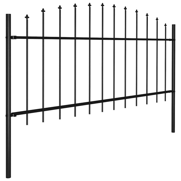 vidaXL Garden Fence with Spear Top Steel 714.5 x 75 cm Black
