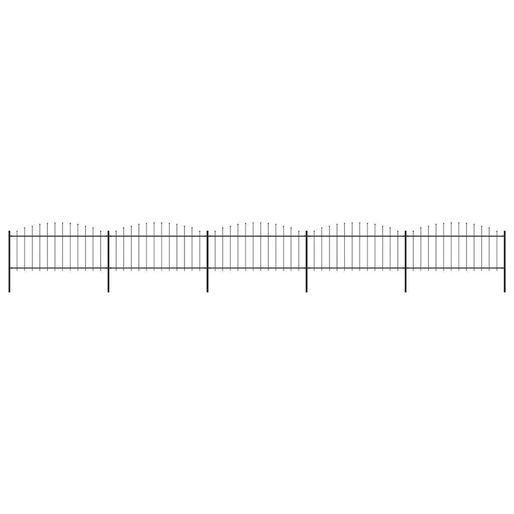 vidaXL Garden Fence with Spear Top Steel 892.5 x 75 cm Black