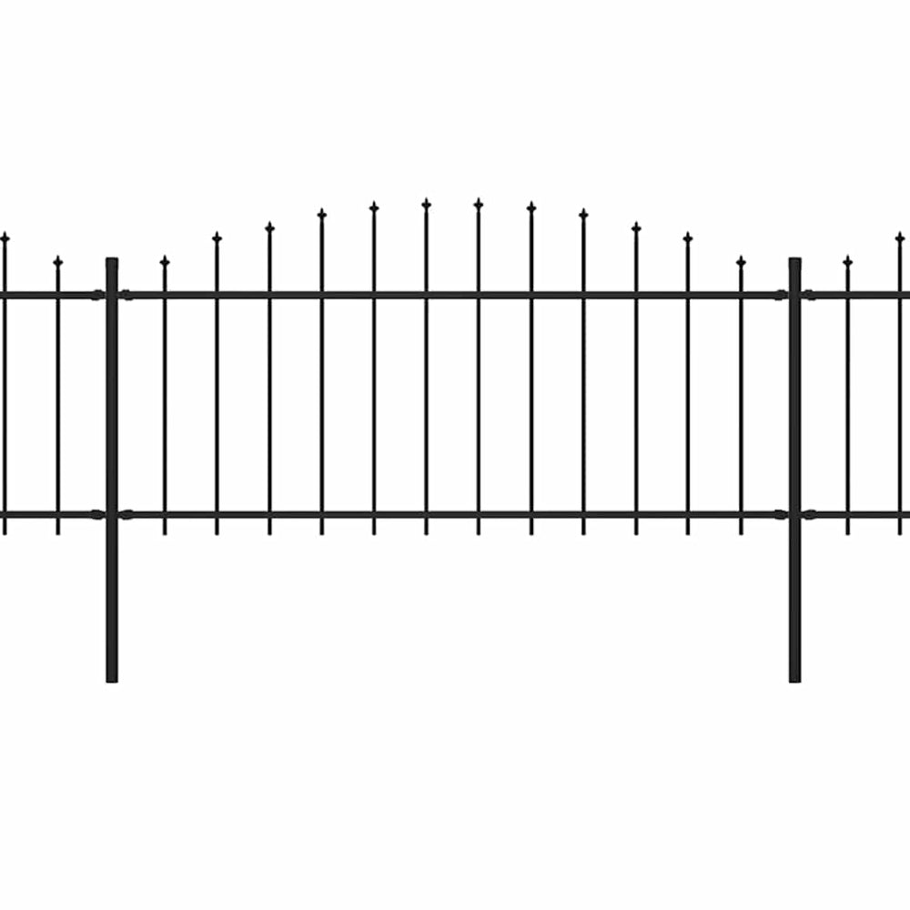vidaXL Garden Fence with Spear Top Steel 892.5 x 75 cm Black