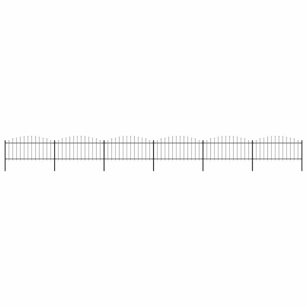 vidaXL Garden Fence with Spear Top Steel 1070 x 75 cm Black