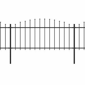 vidaXL Garden Fence with Spear Top Steel 1070 x 75 cm Black