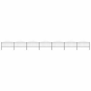 vidaXL Garden Fence with Spear Tops Steel (0.5 - 0.75) x 11.9 m Black