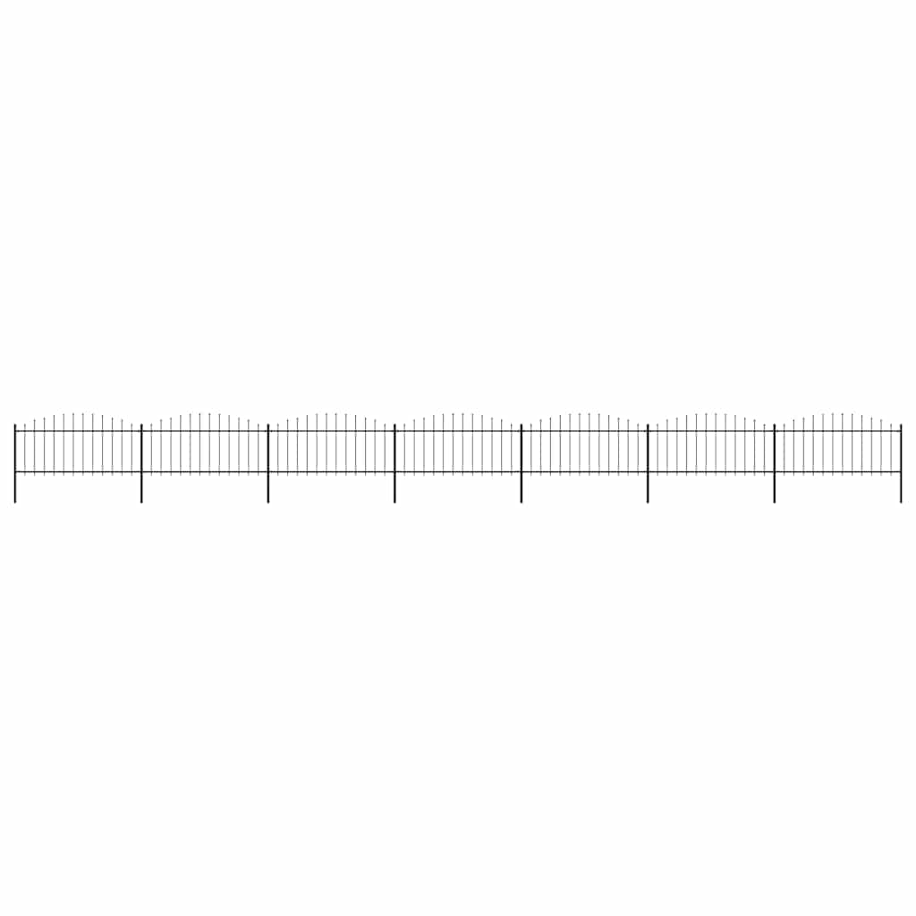 vidaXL Garden Fence with Spear Tops Steel (0.5 - 0.75) x 11.9 m Black
