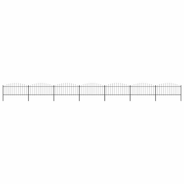 vidaXL Garden Fence with Spear Tops Steel (0.5 - 0.75) x 11.9 m Black