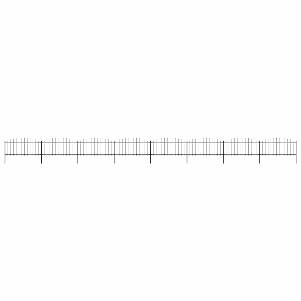 vidaXL Garden Fence with Spear Top Steel 142.6 x 75 cm Black