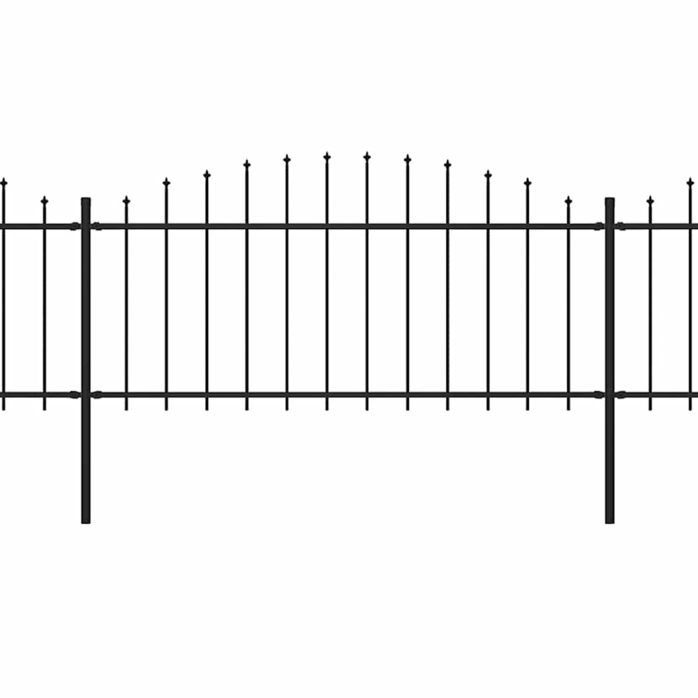 vidaXL Garden Fence with Spear Top Steel 142.6 x 75 cm Black