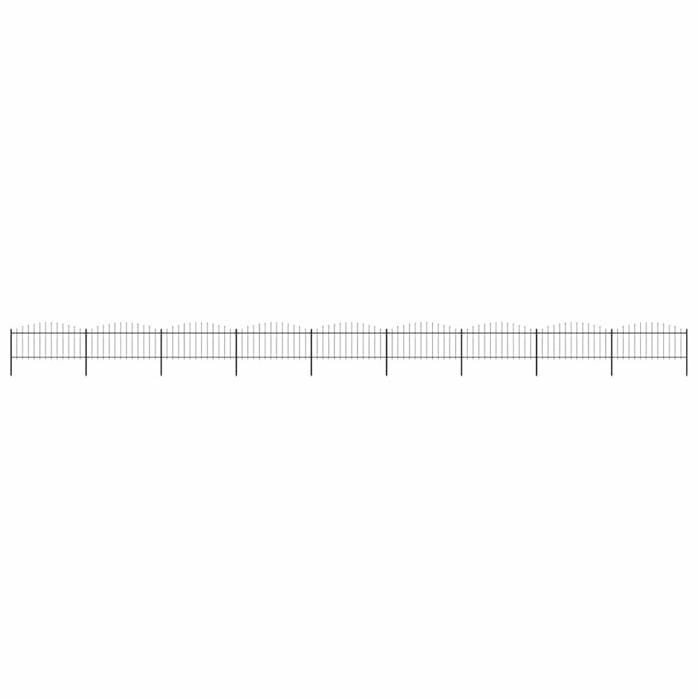 vidaXL Garden Fence with Spear Top Steel 1603.5 x 75 cm Black