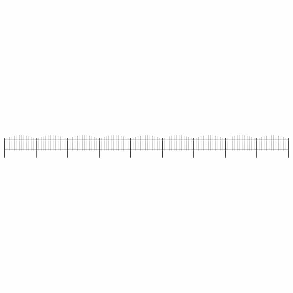 vidaXL Garden Fence with Spear Top Steel 1603.5 x 75 cm Black