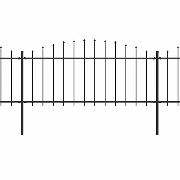vidaXL Garden Fence with Spear Top Steel 1603.5 x 75 cm Black