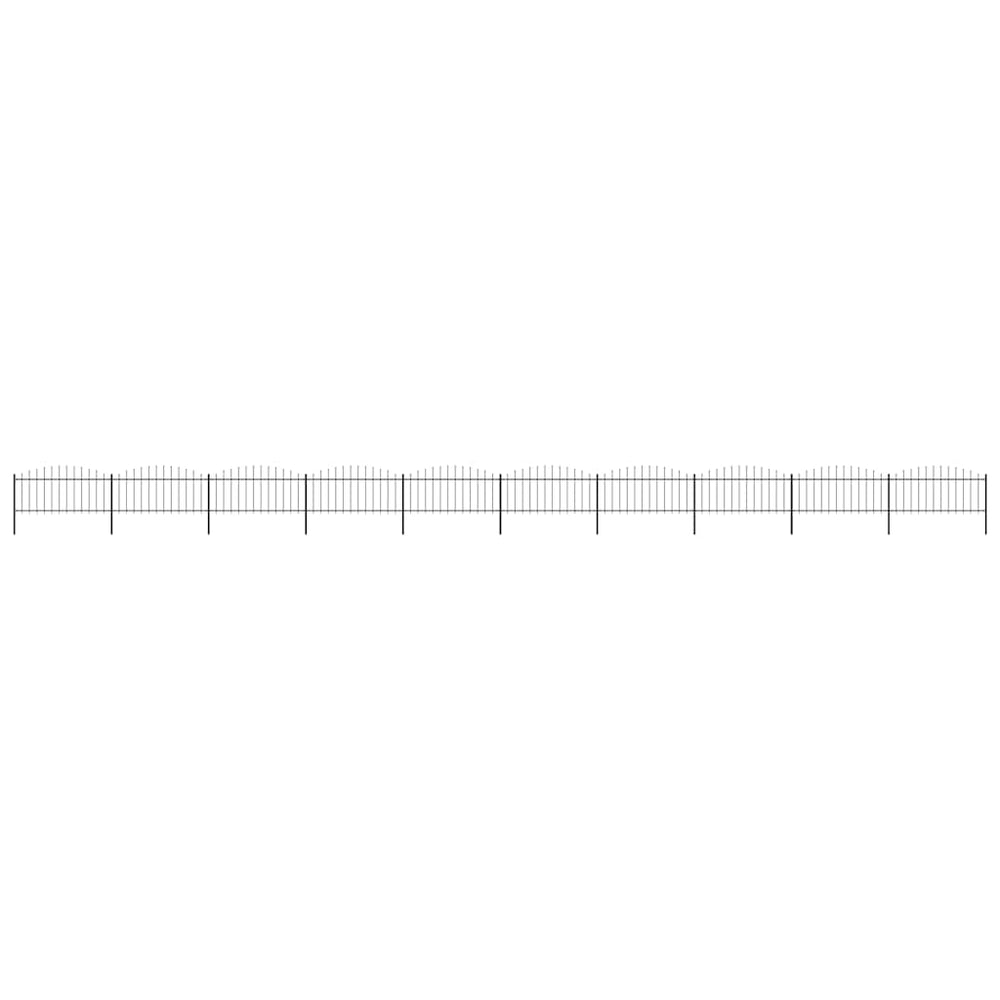 vidaXL Garden Fence with Spear Top Steel 178.5 x 75 cm Black