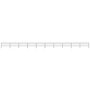vidaXL Garden Fence with Spear Top Steel 178.5 x 75 cm Black