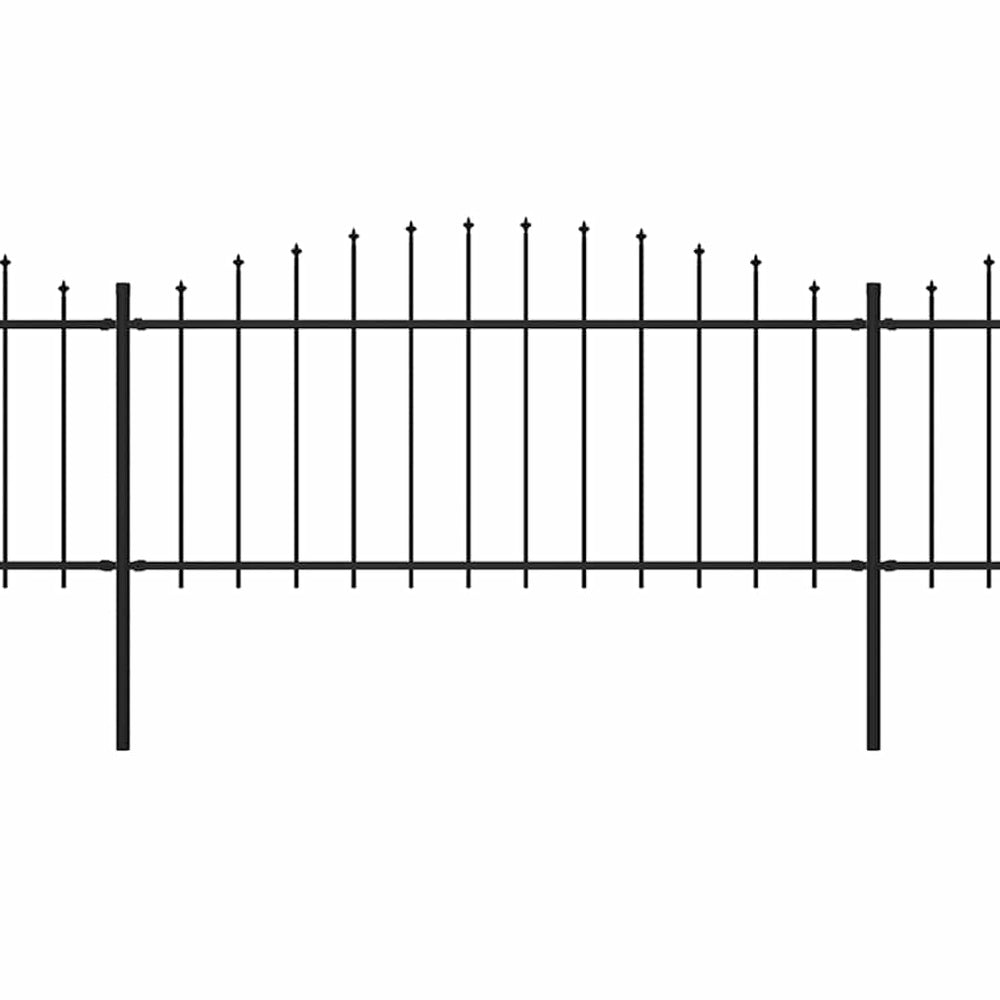 vidaXL Garden Fence with Spear Top Steel 178.5 x 75 cm Black