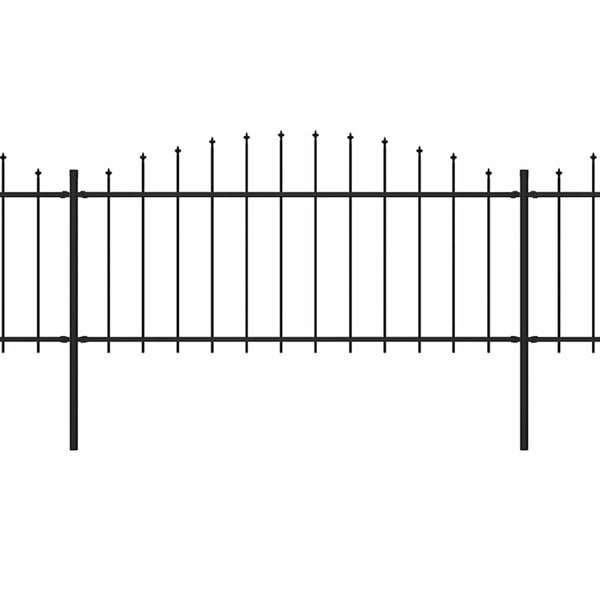 vidaXL Garden Fence with Spear Top Steel 178.5 x 75 cm Black
