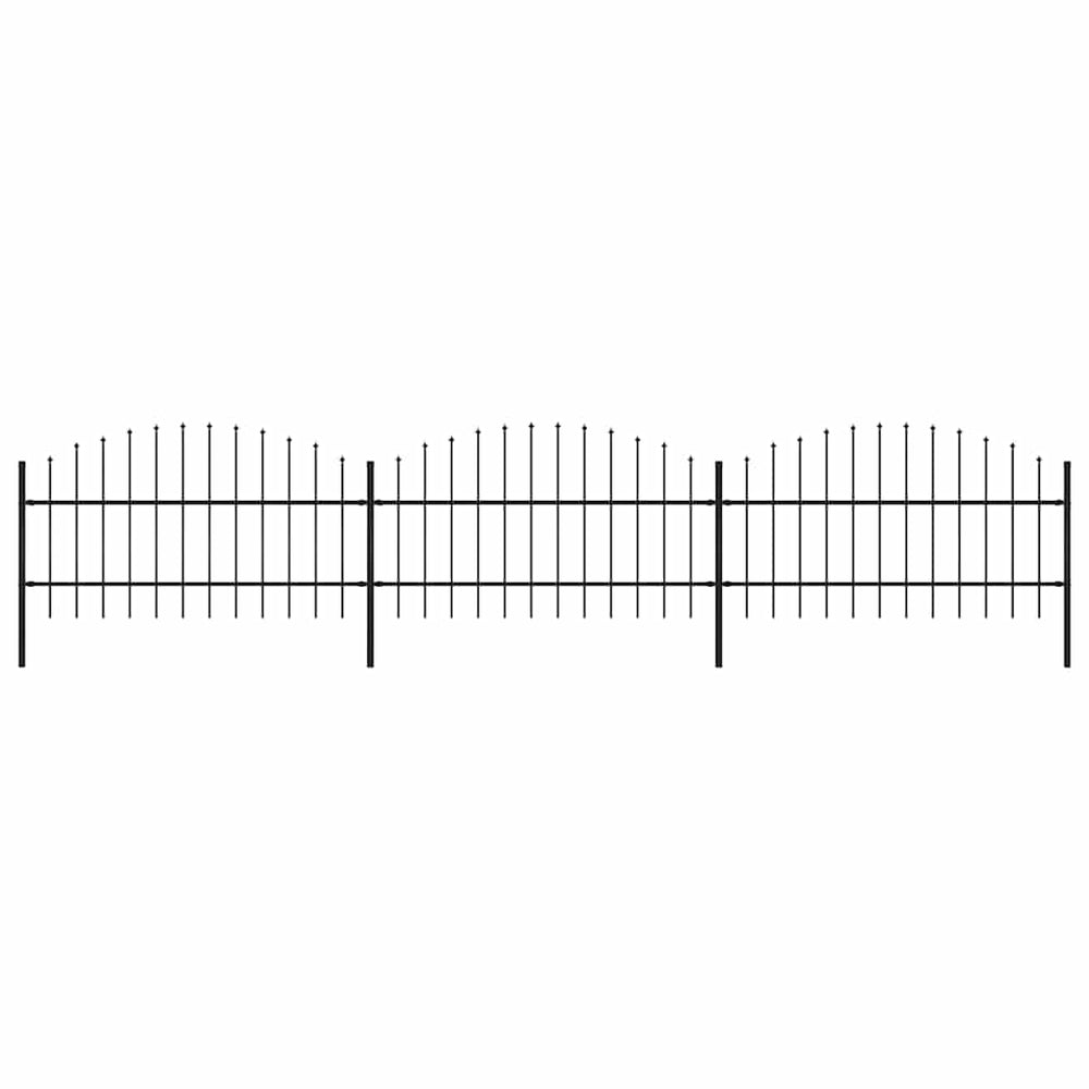 vidaXL Garden Fence with Spear Top Steel 537 x 100 cm Black