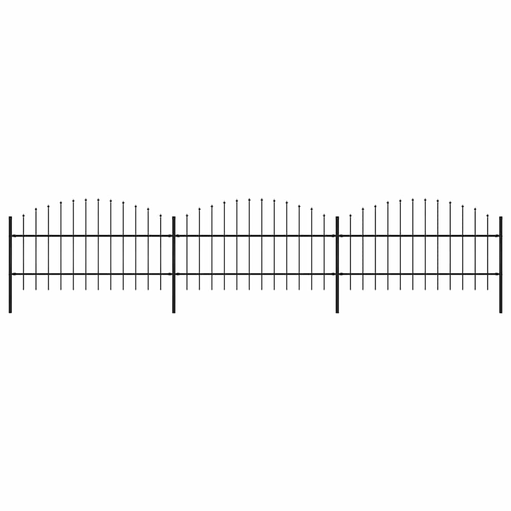 vidaXL Garden Fence with Spear Top Steel 537 x 100 cm Black