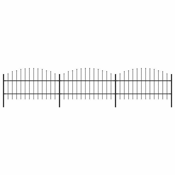 vidaXL Garden Fence with Spear Top Steel 537 x 100 cm Black