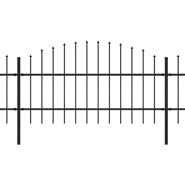 vidaXL Garden Fence with Spear Top Steel 537 x 100 cm Black